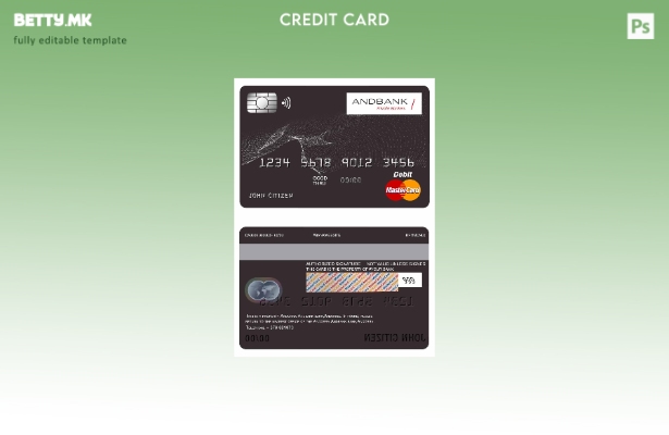 Модерен стил Шаблон за мастер картичка на банката Андора Andbank